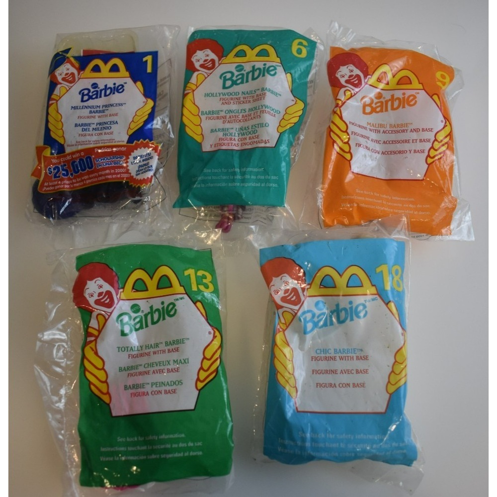 Vintage 1999 Barbie McDonalds Happy Meal Toys NIP Lot 1 6 9 13 18
